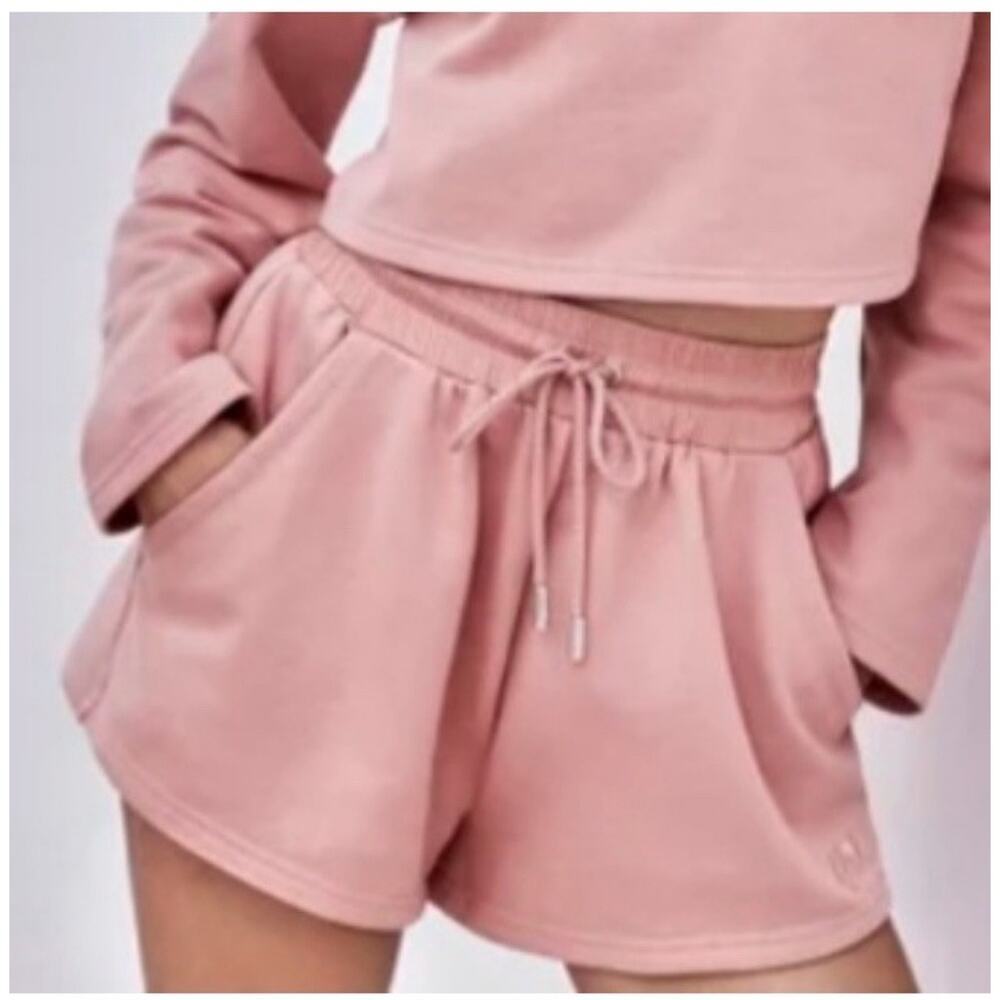For Love & Lemons Morgan Sweat Shorts Terry Cotton Salmon Pink Womens XL